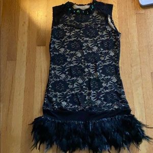 20s feather flappet cocktail dress